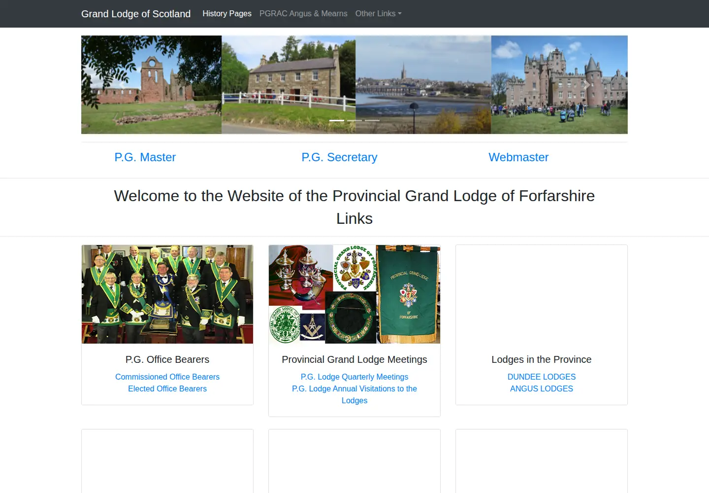 Captured homepage of pglforfarshire.org in the current scan