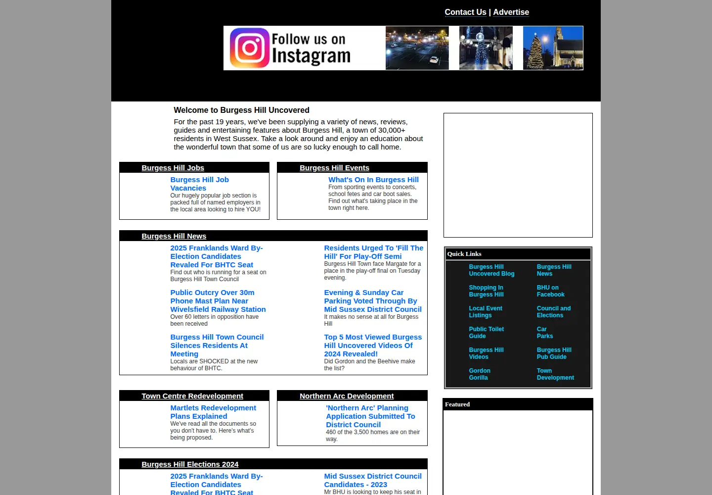Captured homepage of burgesshilluncovered.co.uk in the current scan