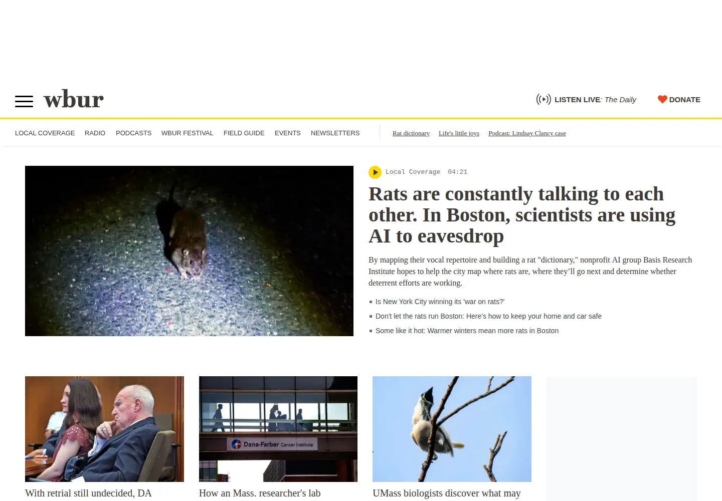 Screenshot of wbur.org