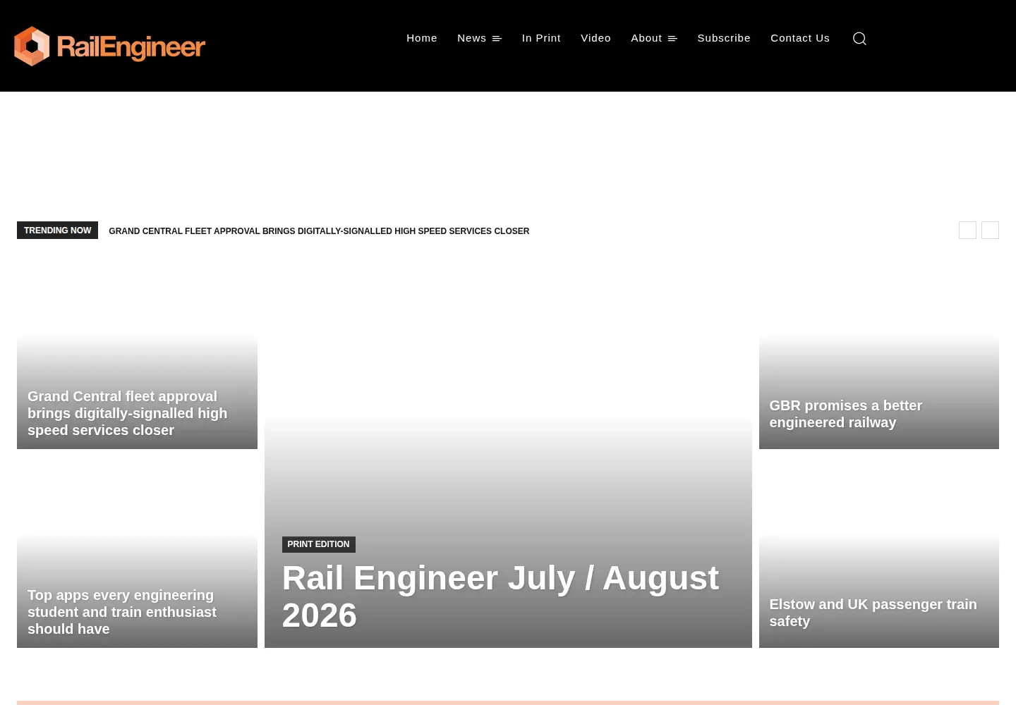 Captured homepage of railengineer.uk in the current scan