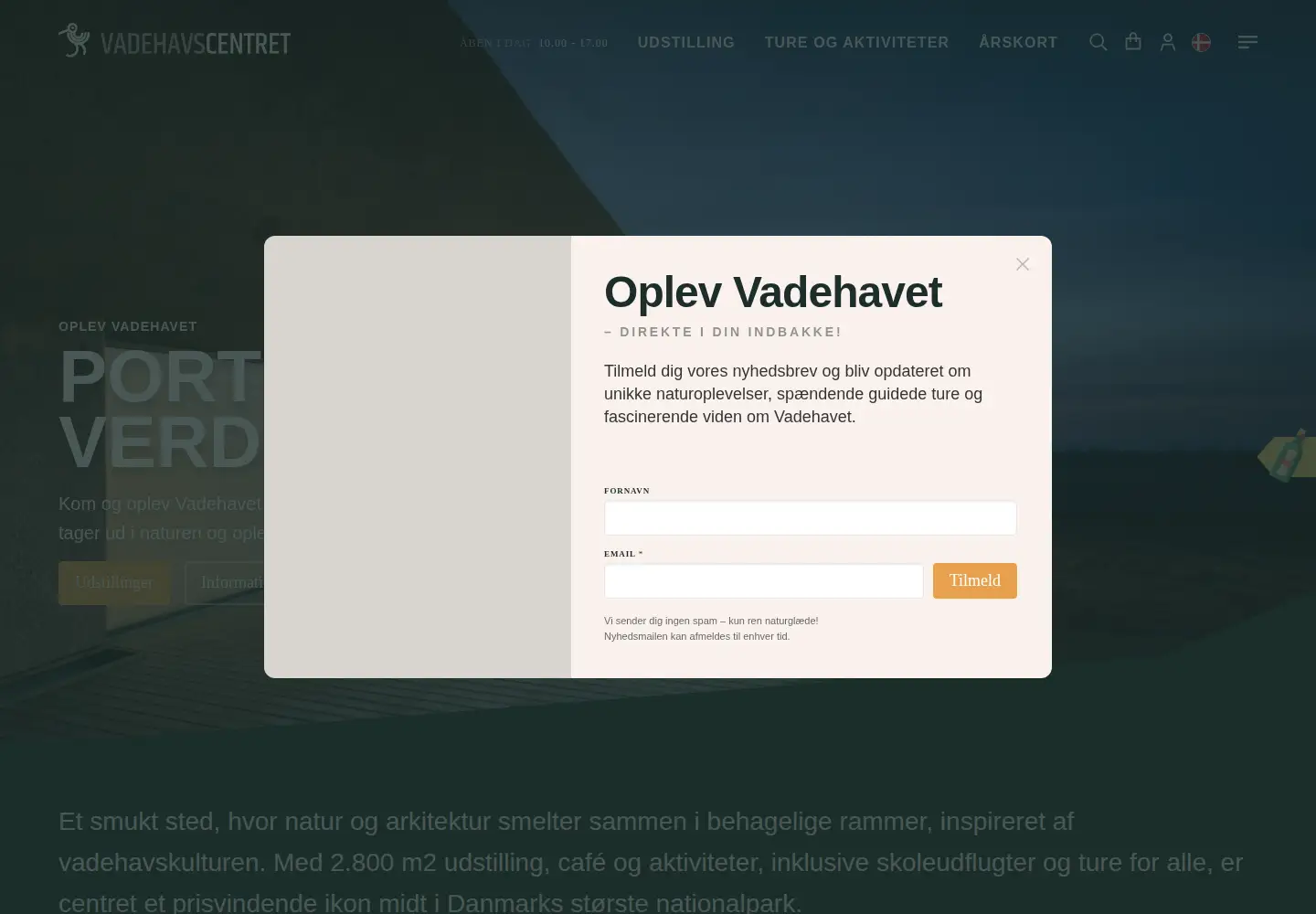 Screenshot of vadehavscentret.dk