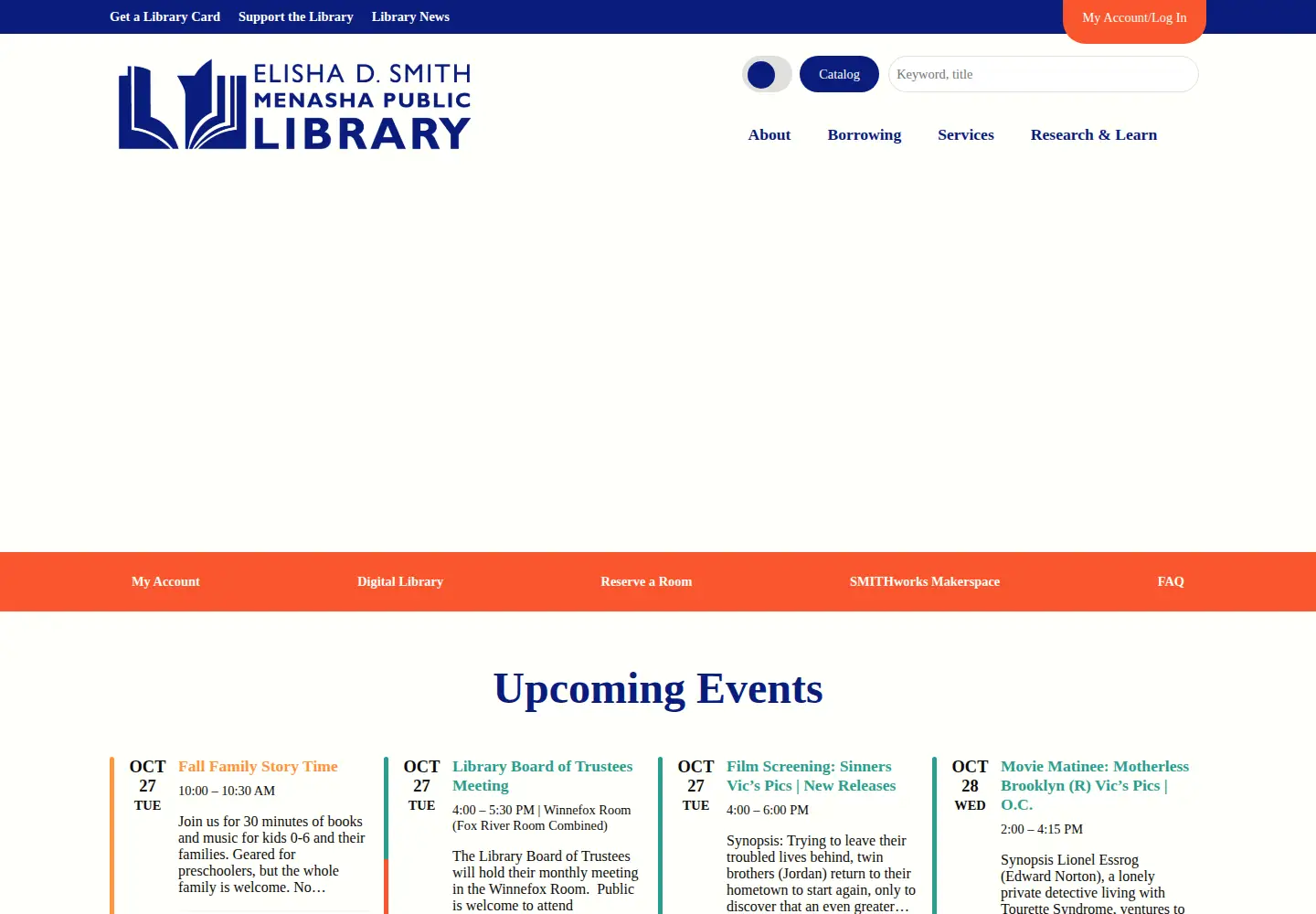 Screenshot of menashalibrary.org