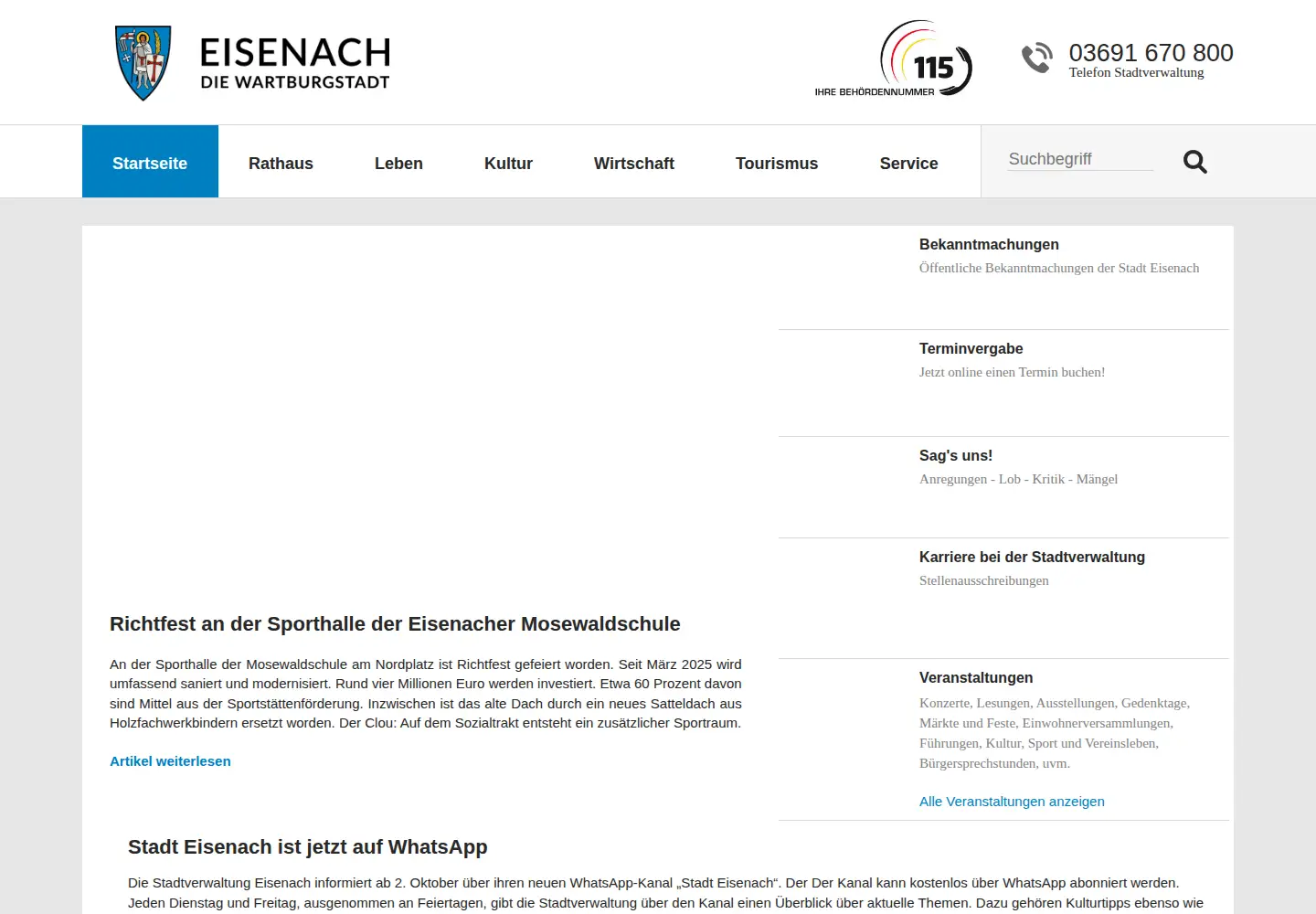 Screenshot of eisenach.de