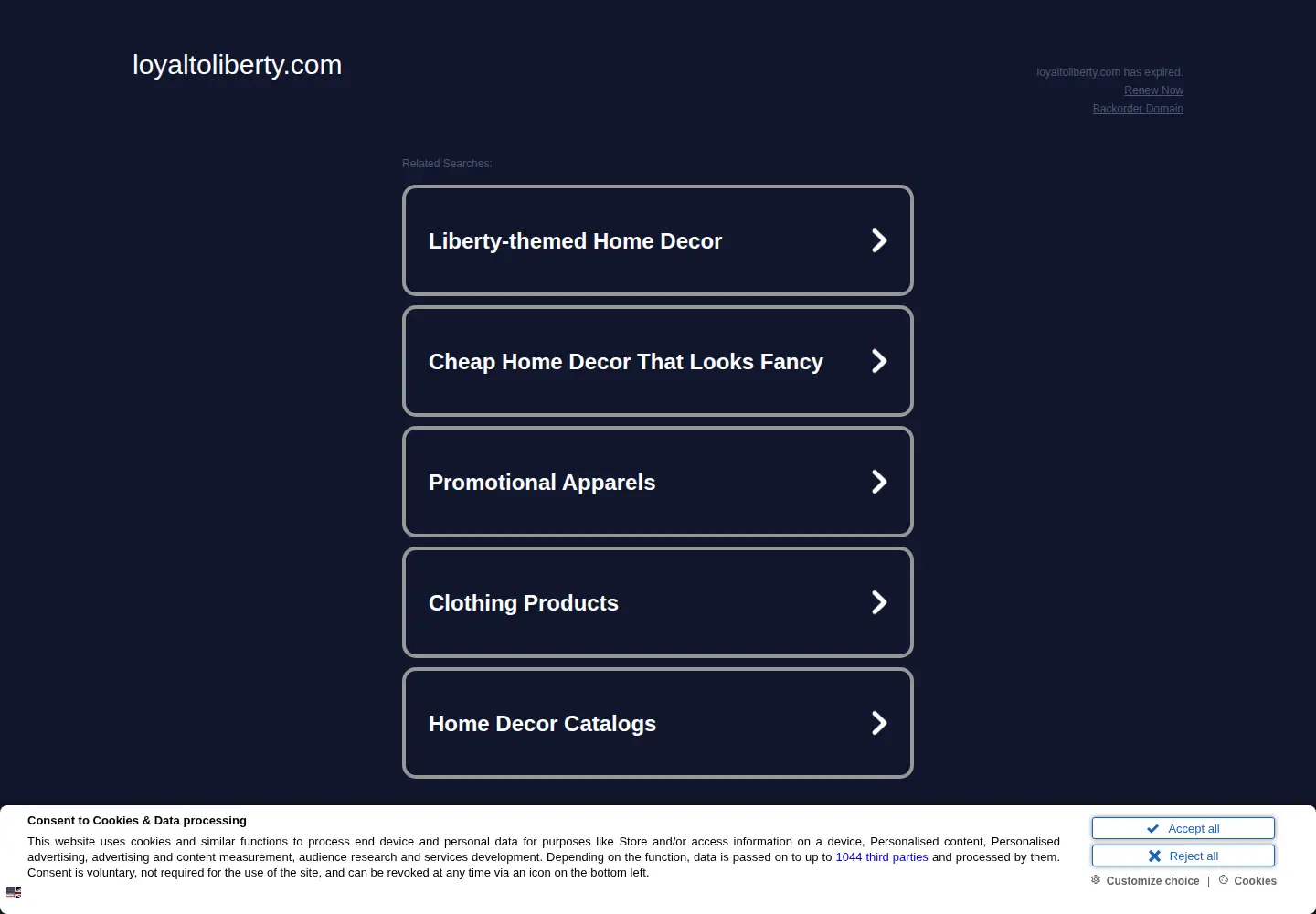 Captured homepage of loyaltoliberty.com in the current scan