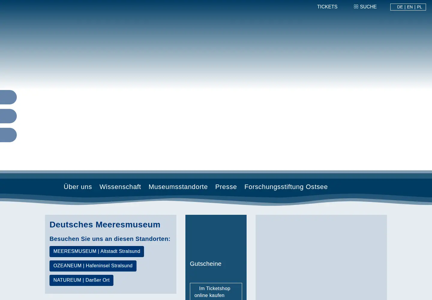 Captured homepage of deutsches-meeresmuseum.de in the current scan