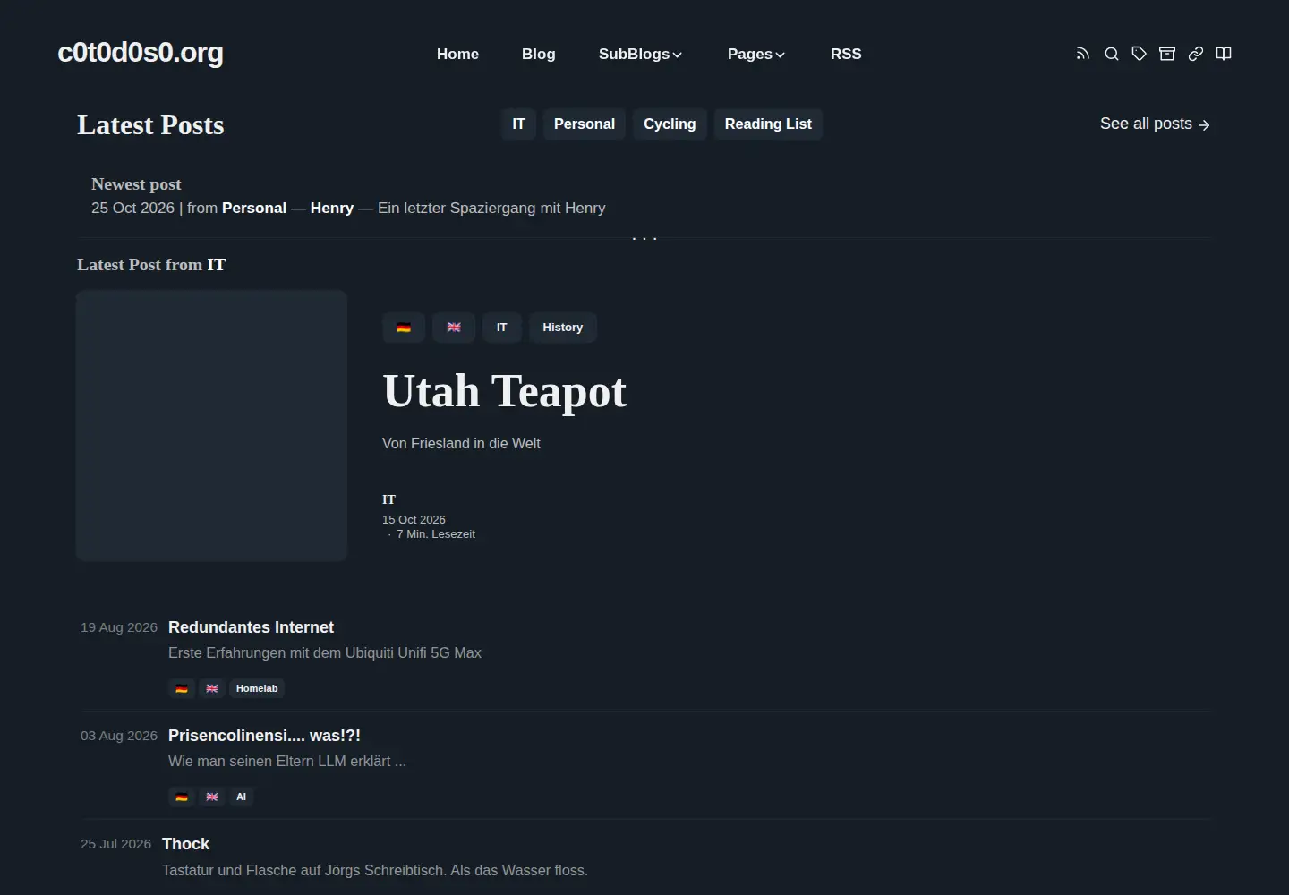 Captured homepage of c0t0d0s0.org in the current scan
