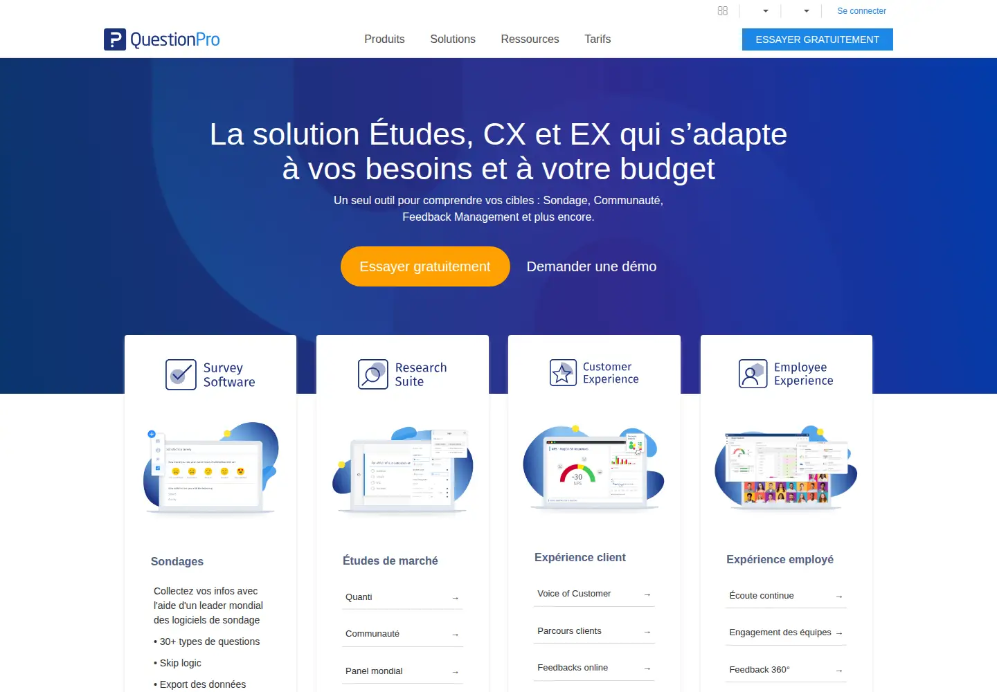 Screenshot of questionpro.com