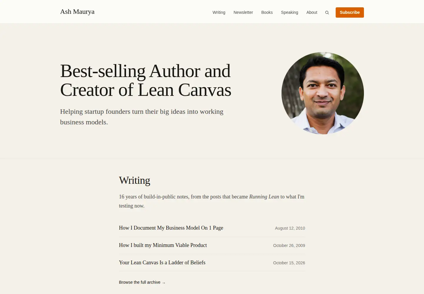 Screenshot of ashmaurya.com