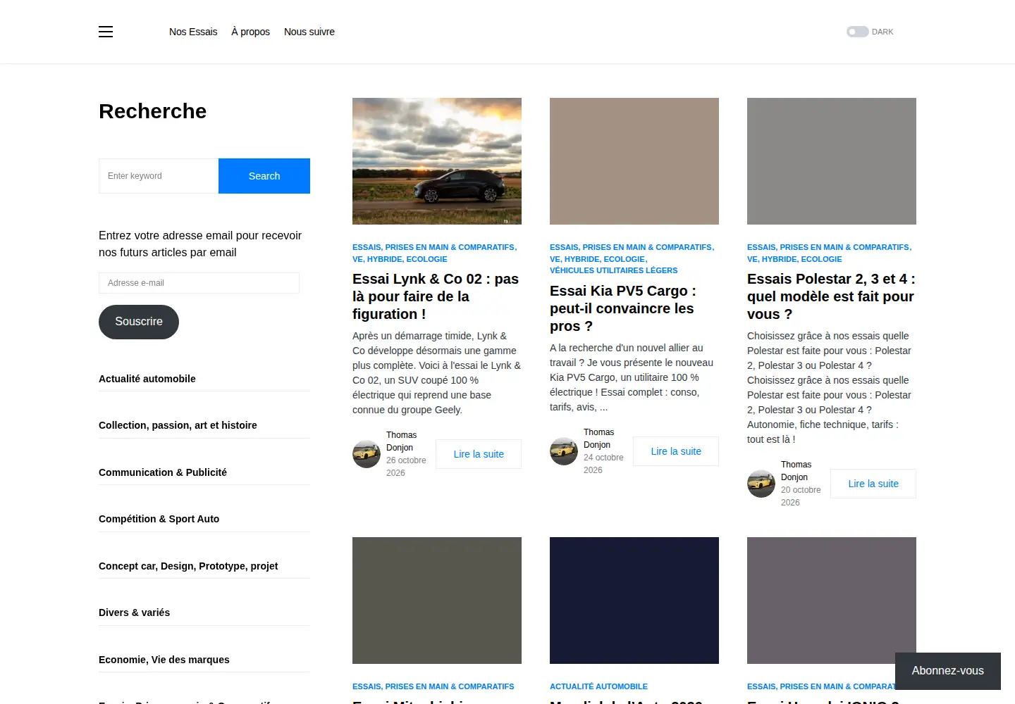 Captured homepage of blogautomobile.fr in the current scan