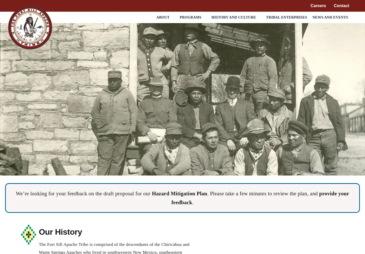Screenshot of fortsillapache-nsn.gov