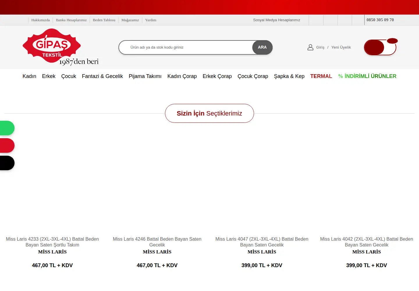 Screenshot of gipastekstil.com