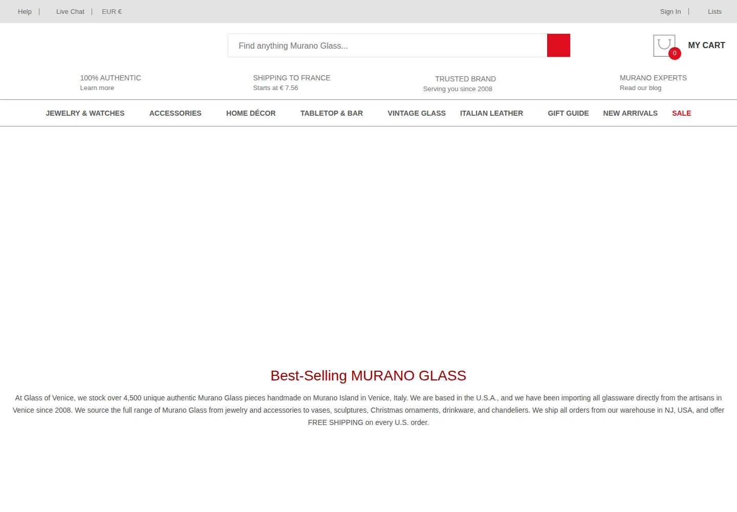Screenshot of glassofvenice.com