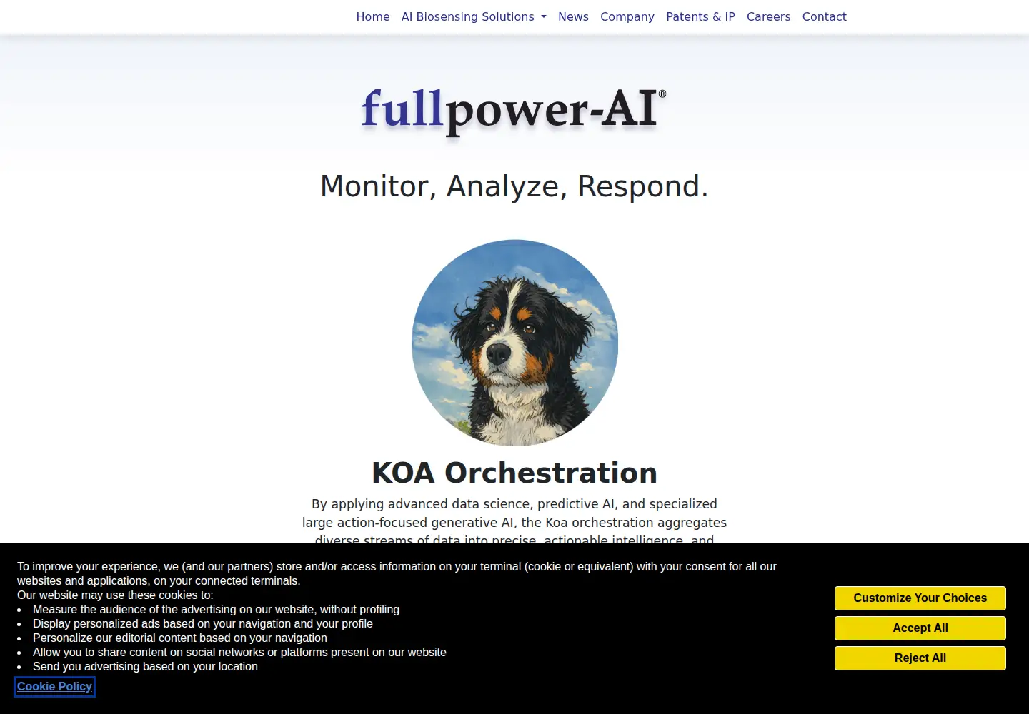 Captured homepage of fullpower.com in the current scan