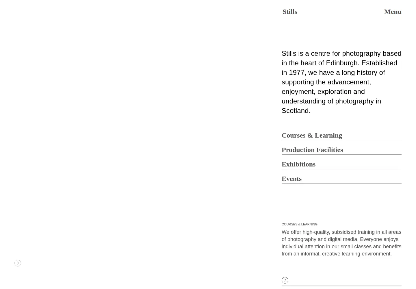 Screenshot of stills.org
