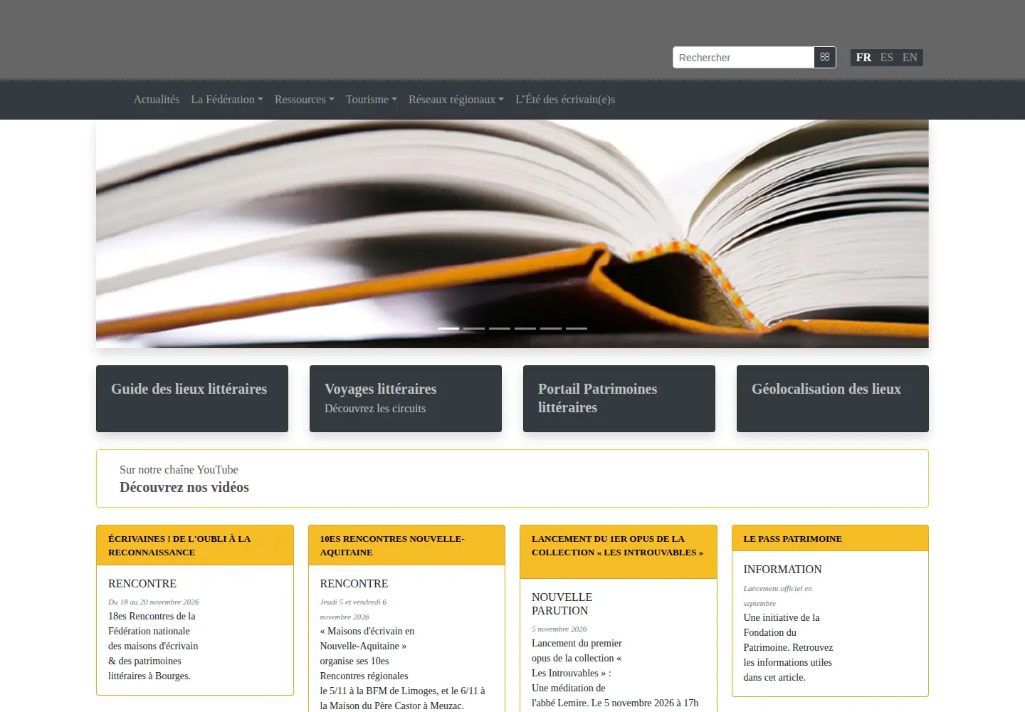 Captured homepage of litterature-lieux.com in the current scan