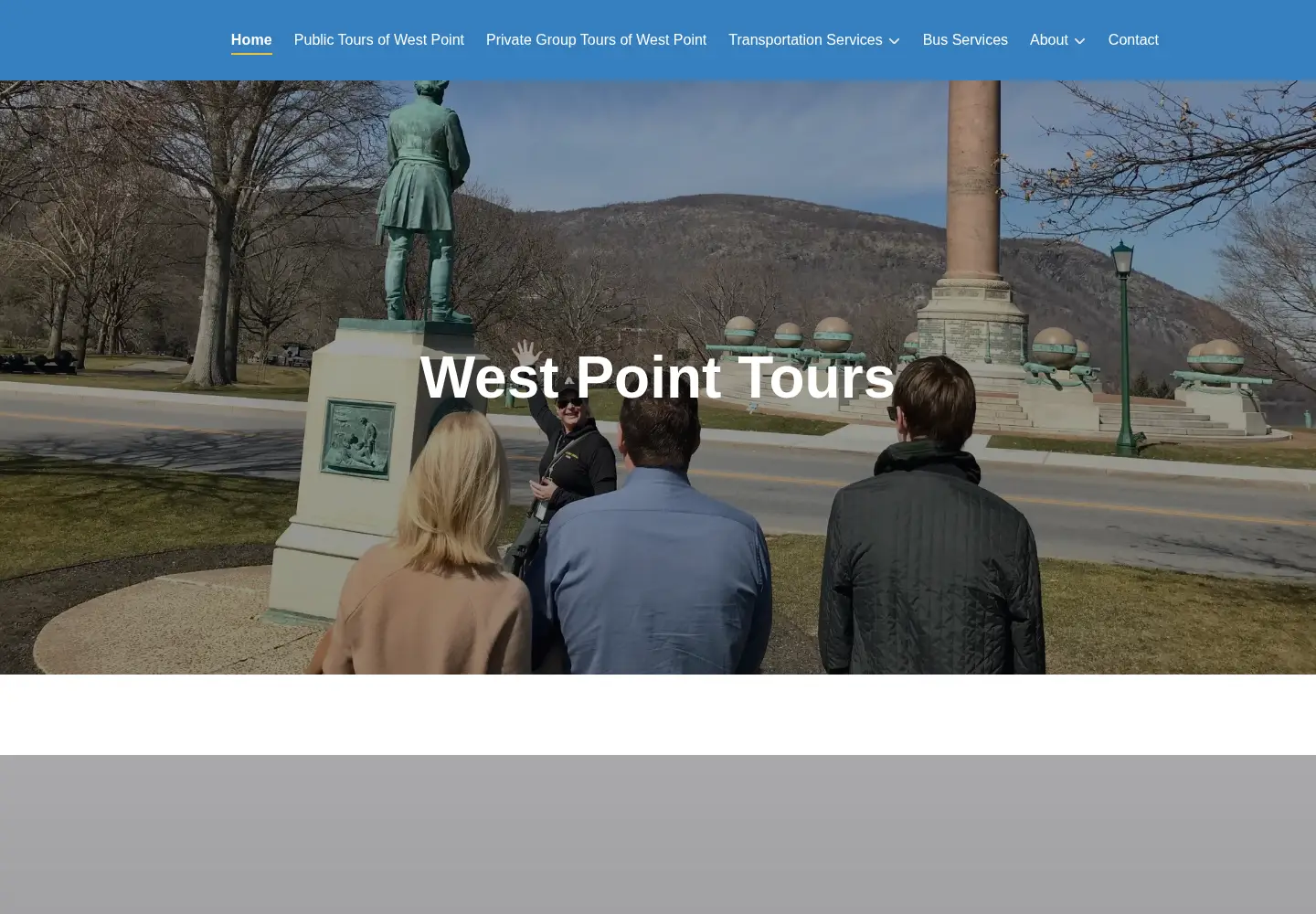 Captured homepage of westpointtours.com in the current scan
