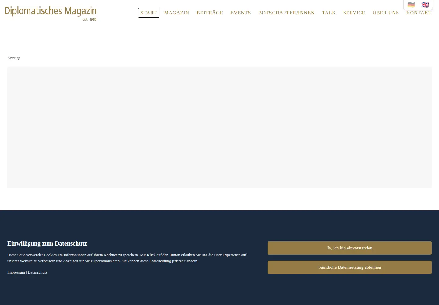 Captured homepage of diplomatisches-magazin.de in the current scan