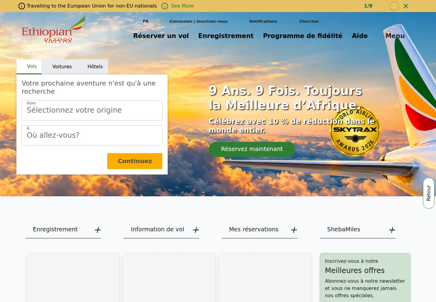 Screenshot of flyethiopian.com