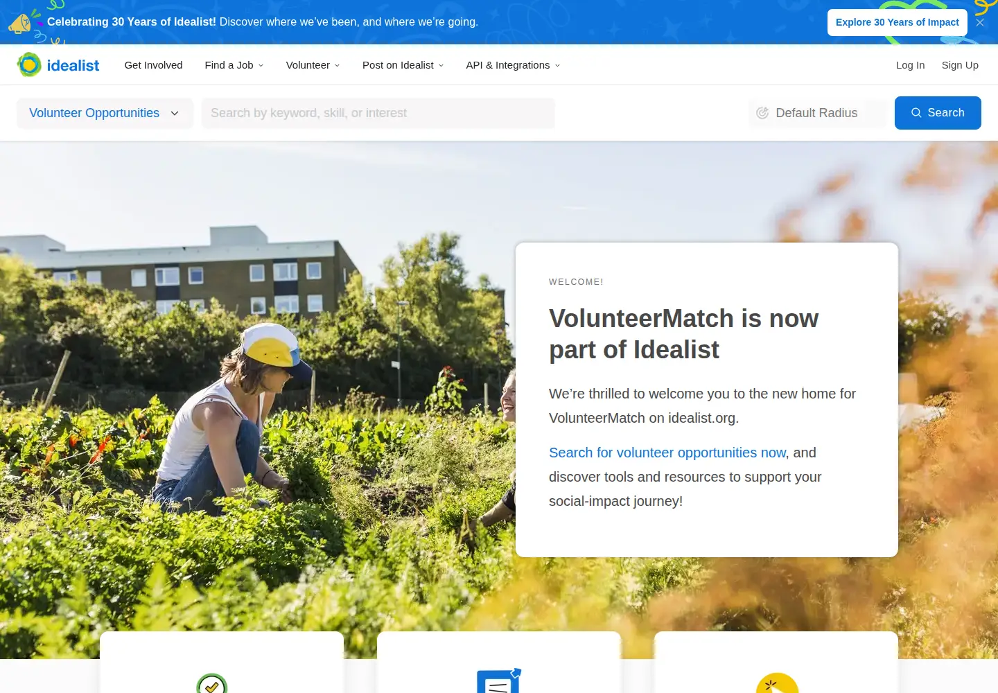 Screenshot of volunteermatch.org