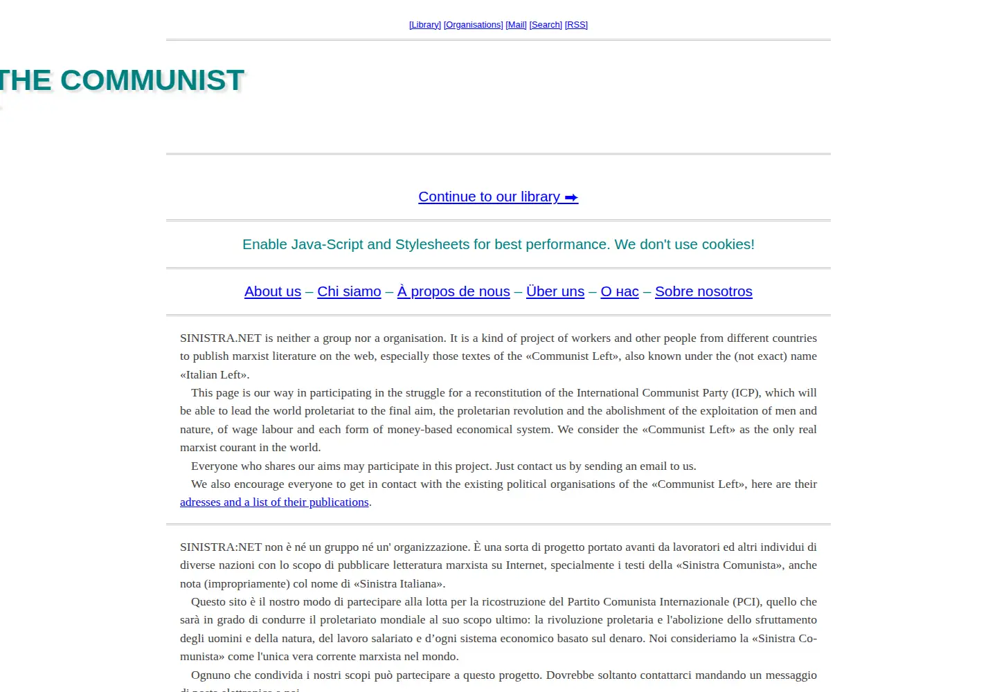 Screenshot of sinistra.net