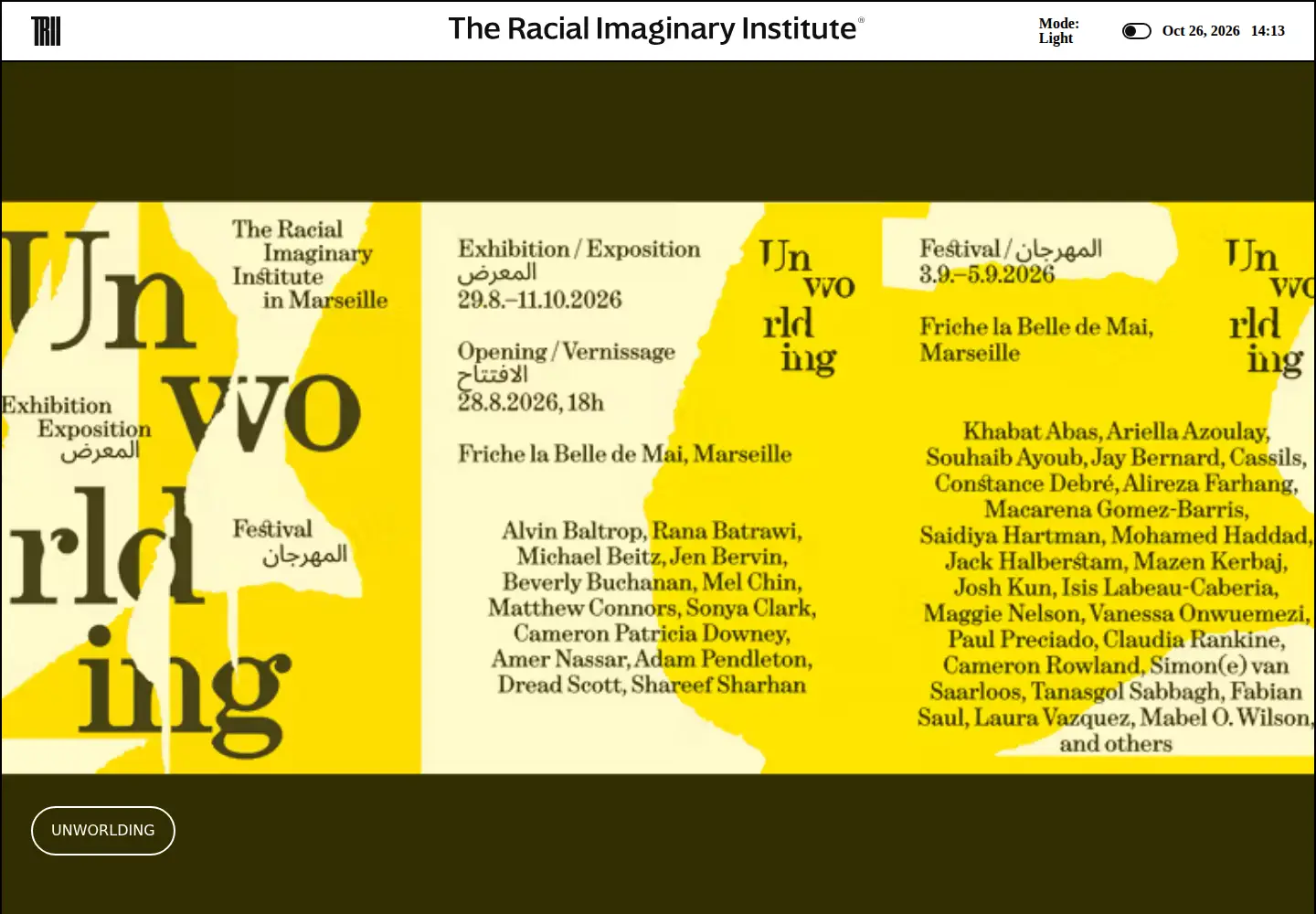 Captured homepage of theracialimaginary.org in the current scan