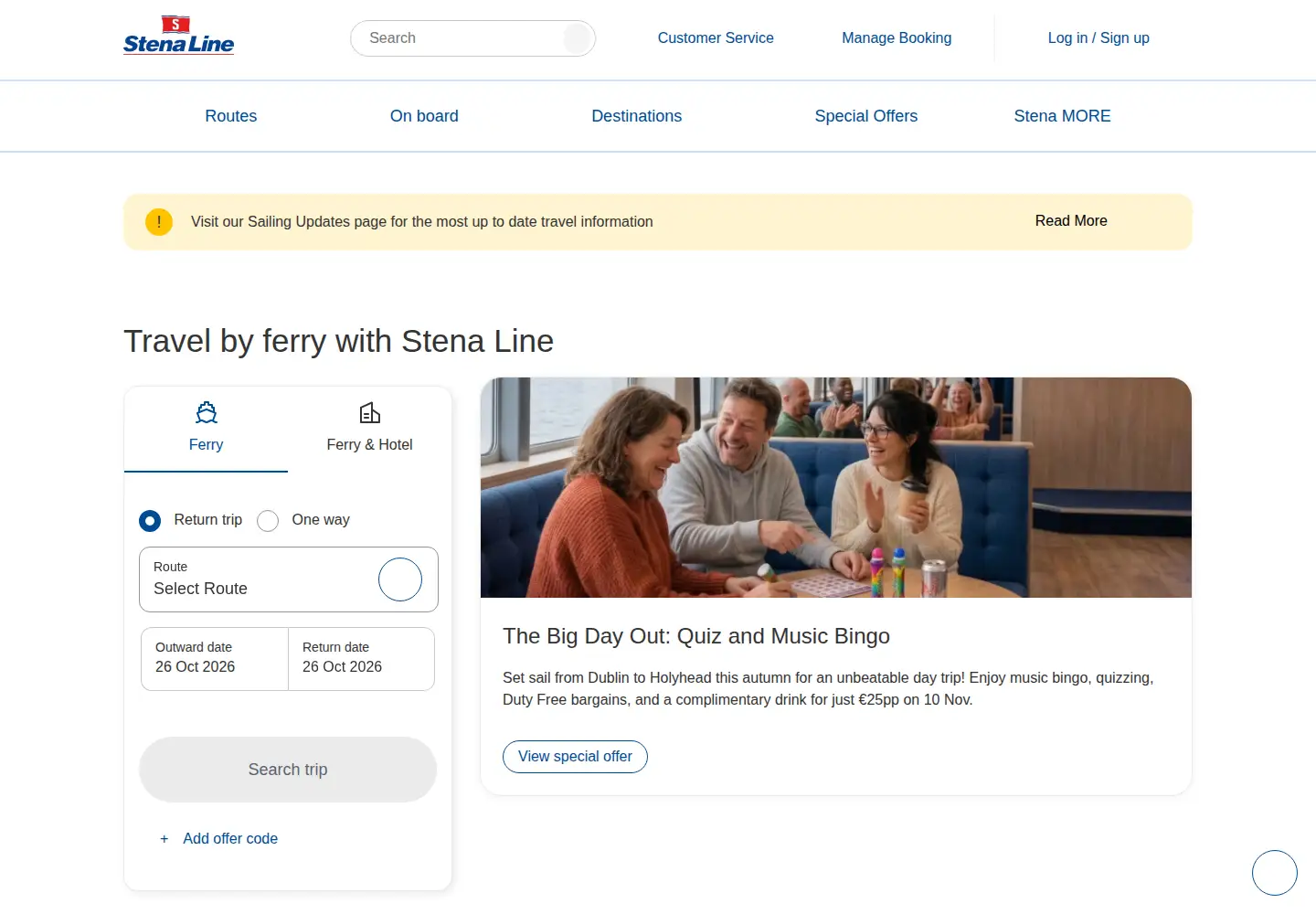 Screenshot of stenaline.ie