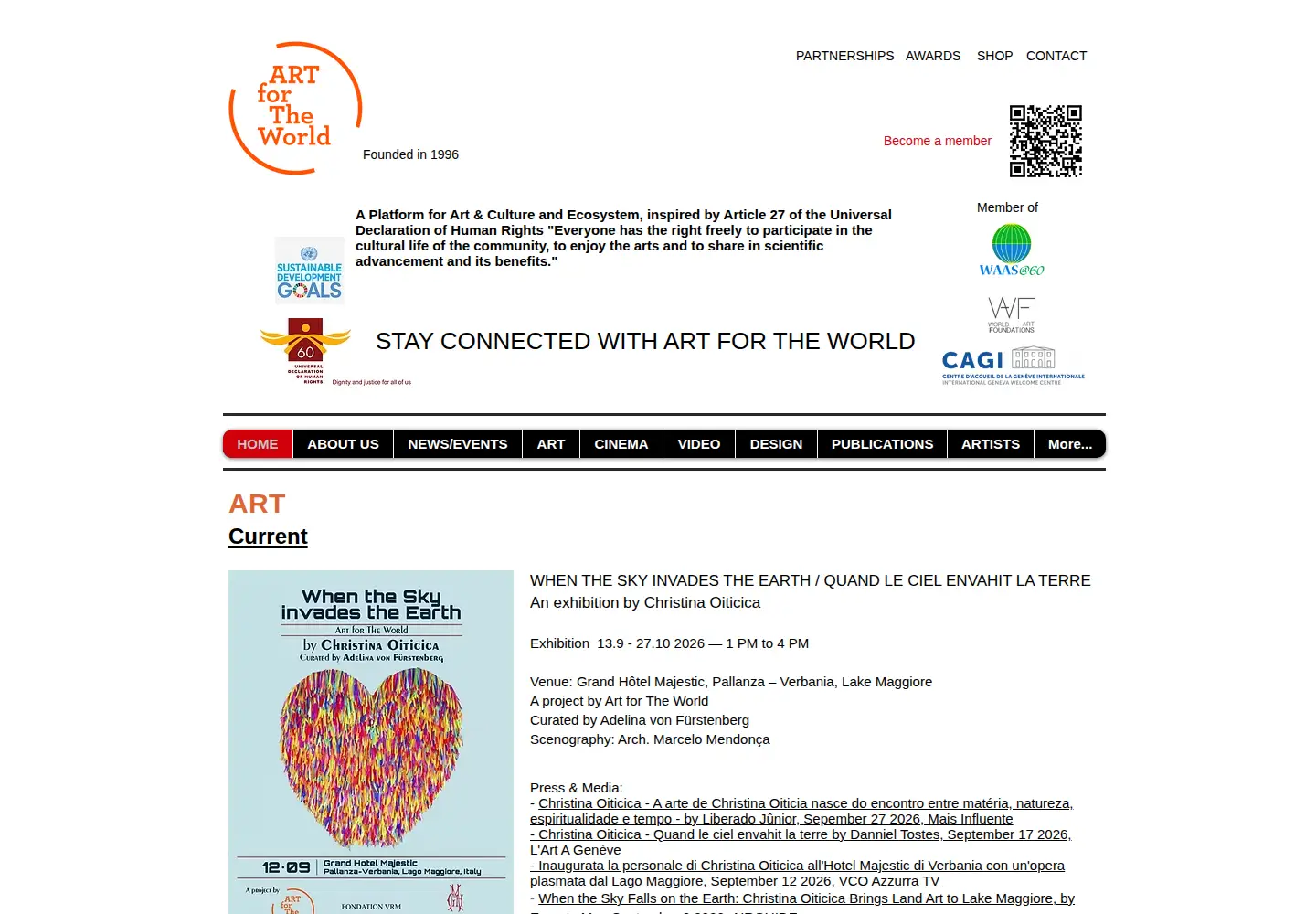 Screenshot of artfortheworld.net