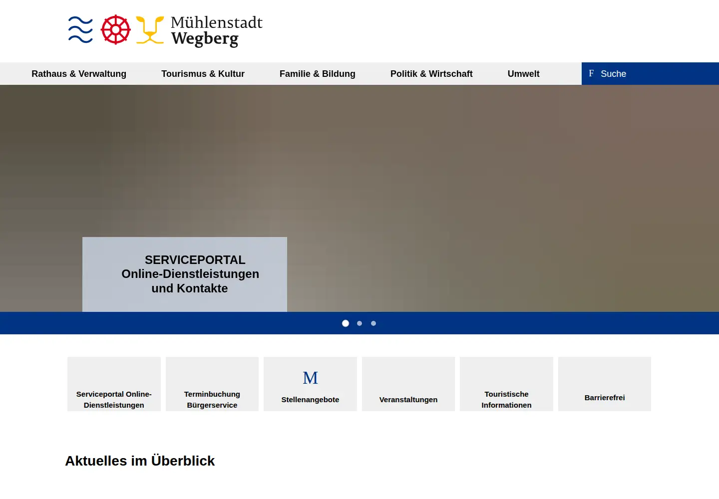 Captured homepage of wegberg.de in the current scan