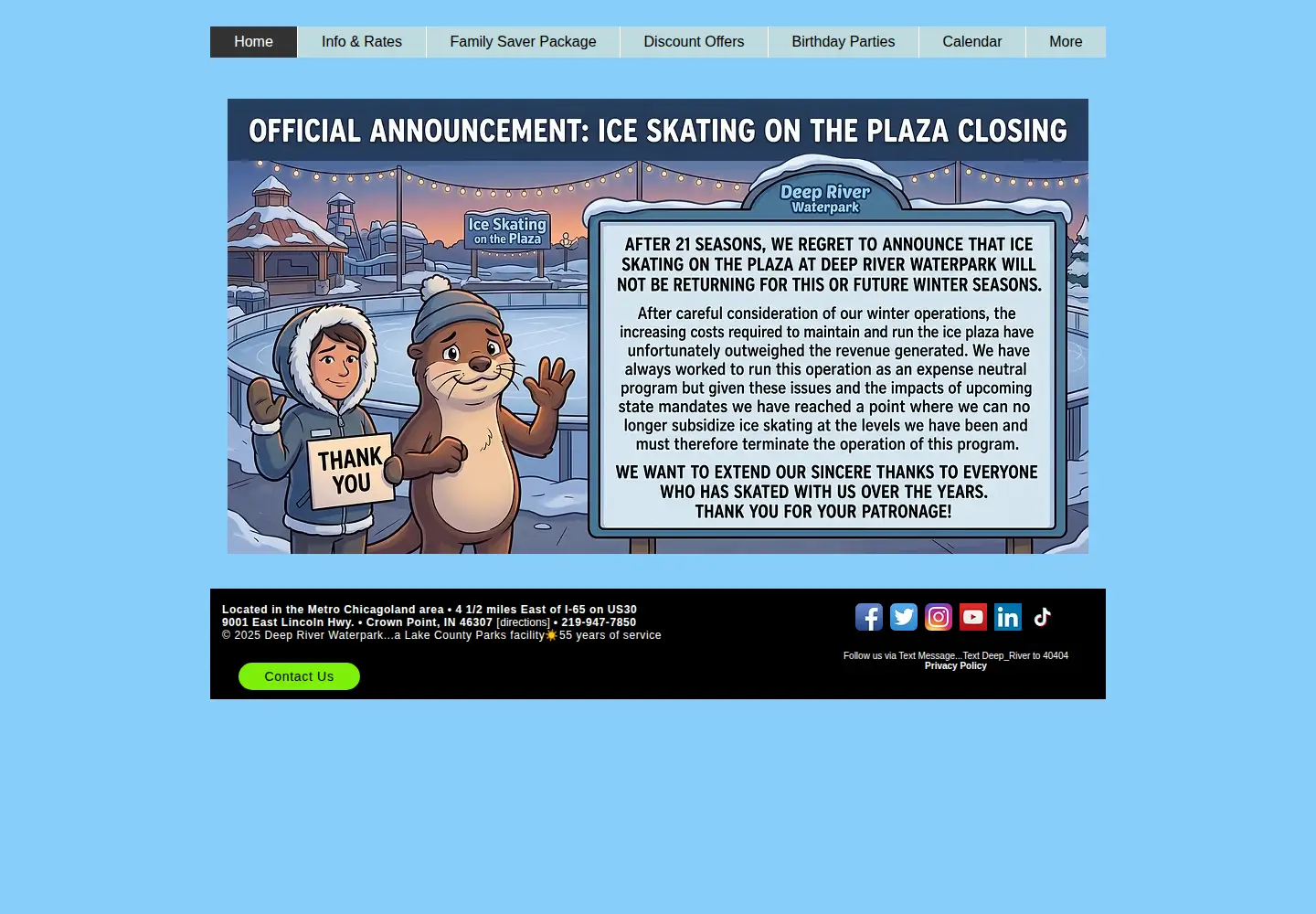 Screenshot of deepriverwaterpark.com