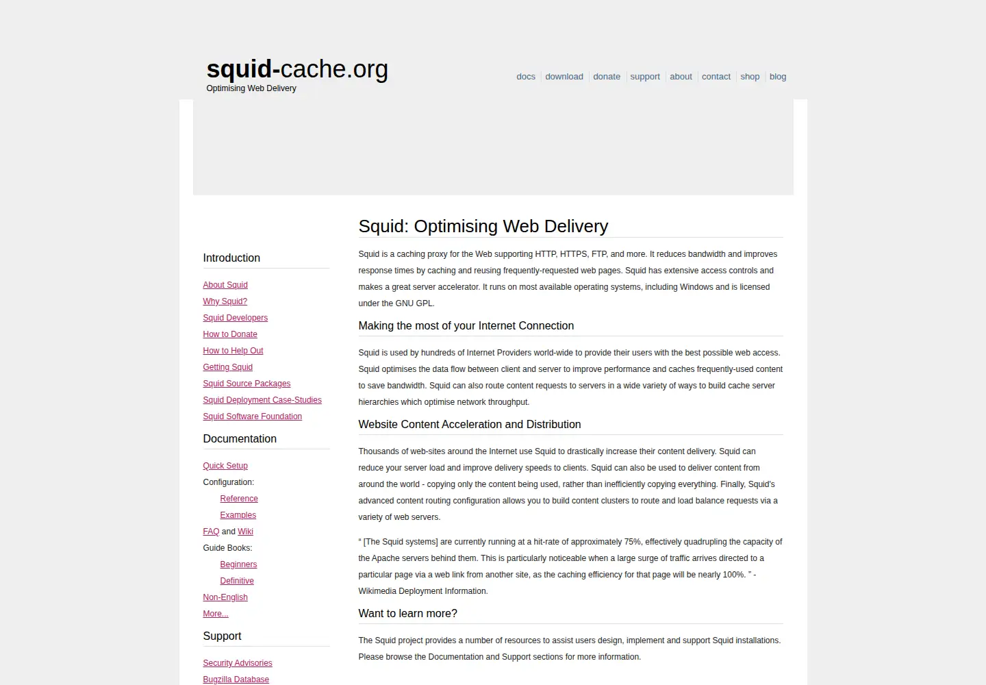 Captured homepage of squid-cache.org in the current scan