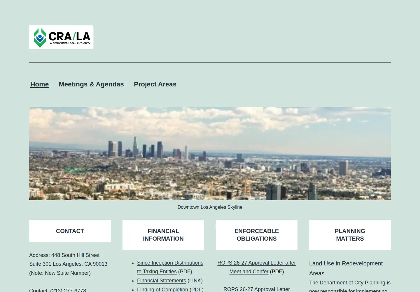 Captured homepage of crala.org in the current scan