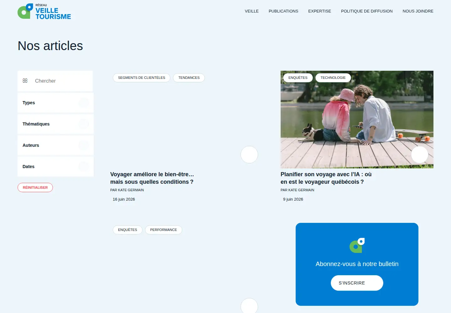 Screenshot of veilletourisme.ca