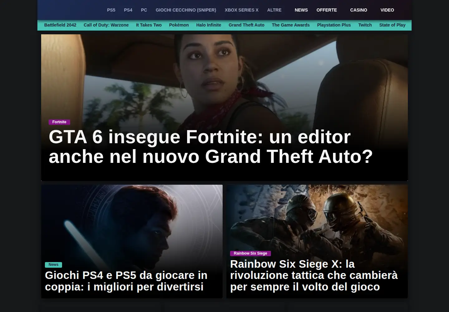 Screenshot of videogame.it