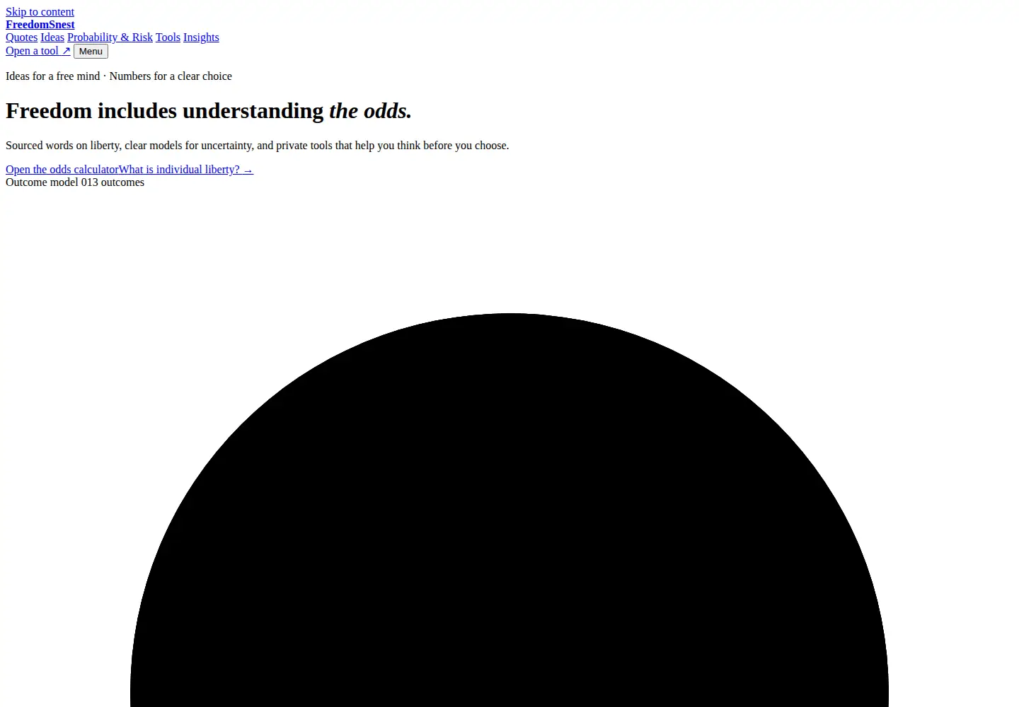 Captured homepage of freedomsnest.com in the current scan
