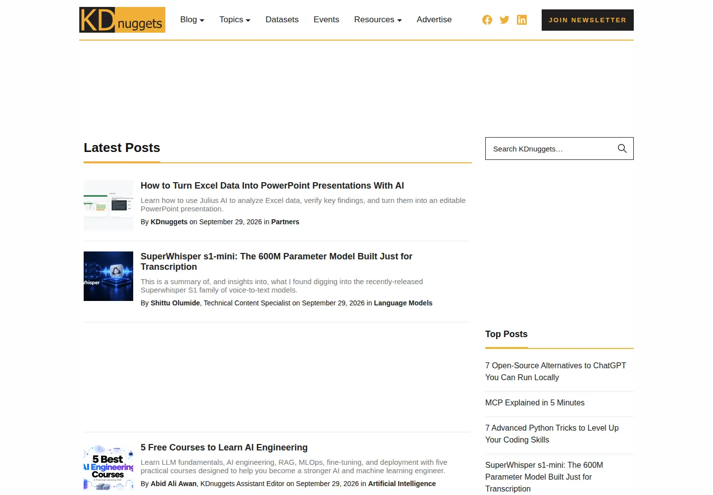 Screenshot of kdnuggets.com