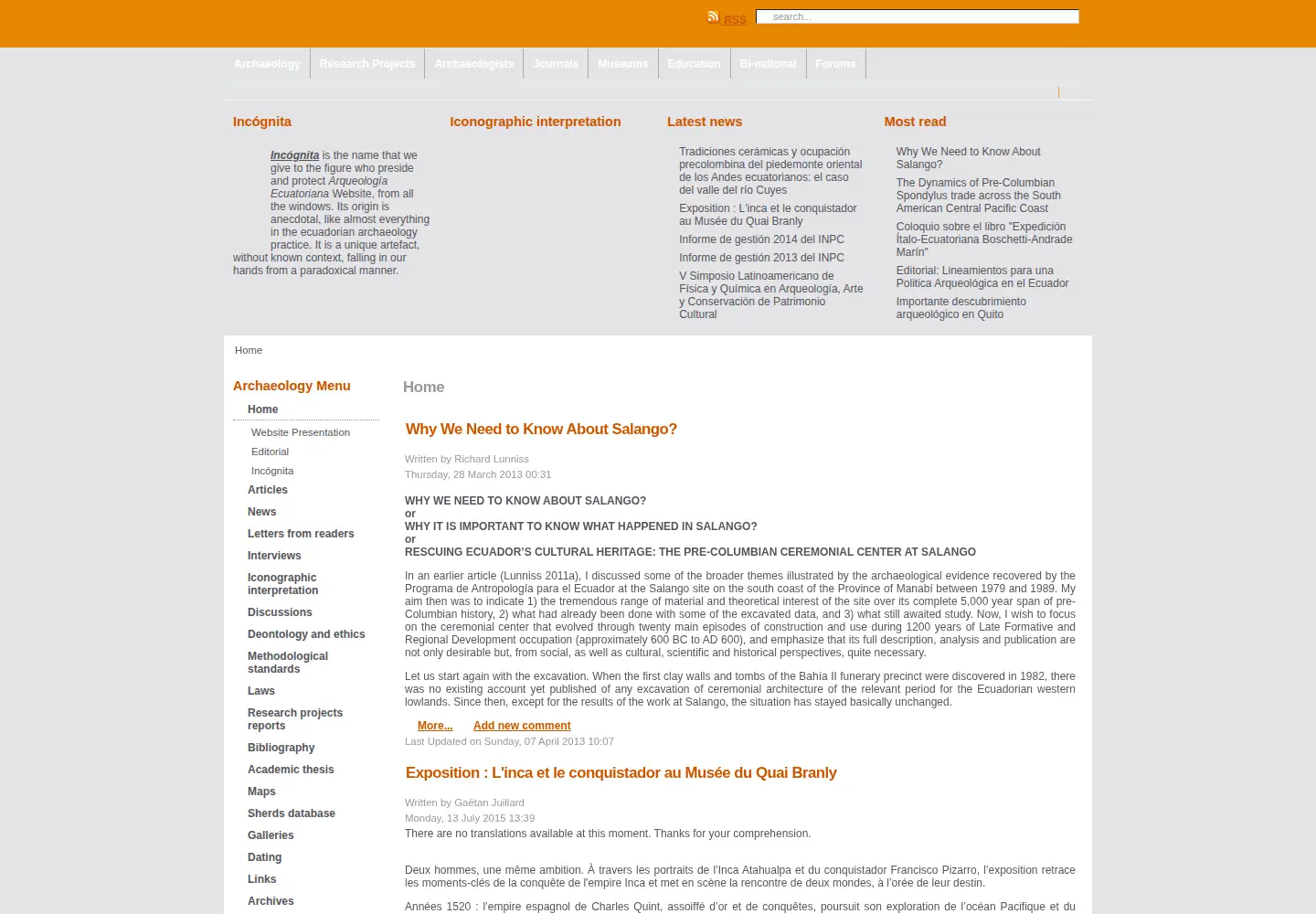 Captured homepage of arqueo-ecuatoriana.ec in the current scan