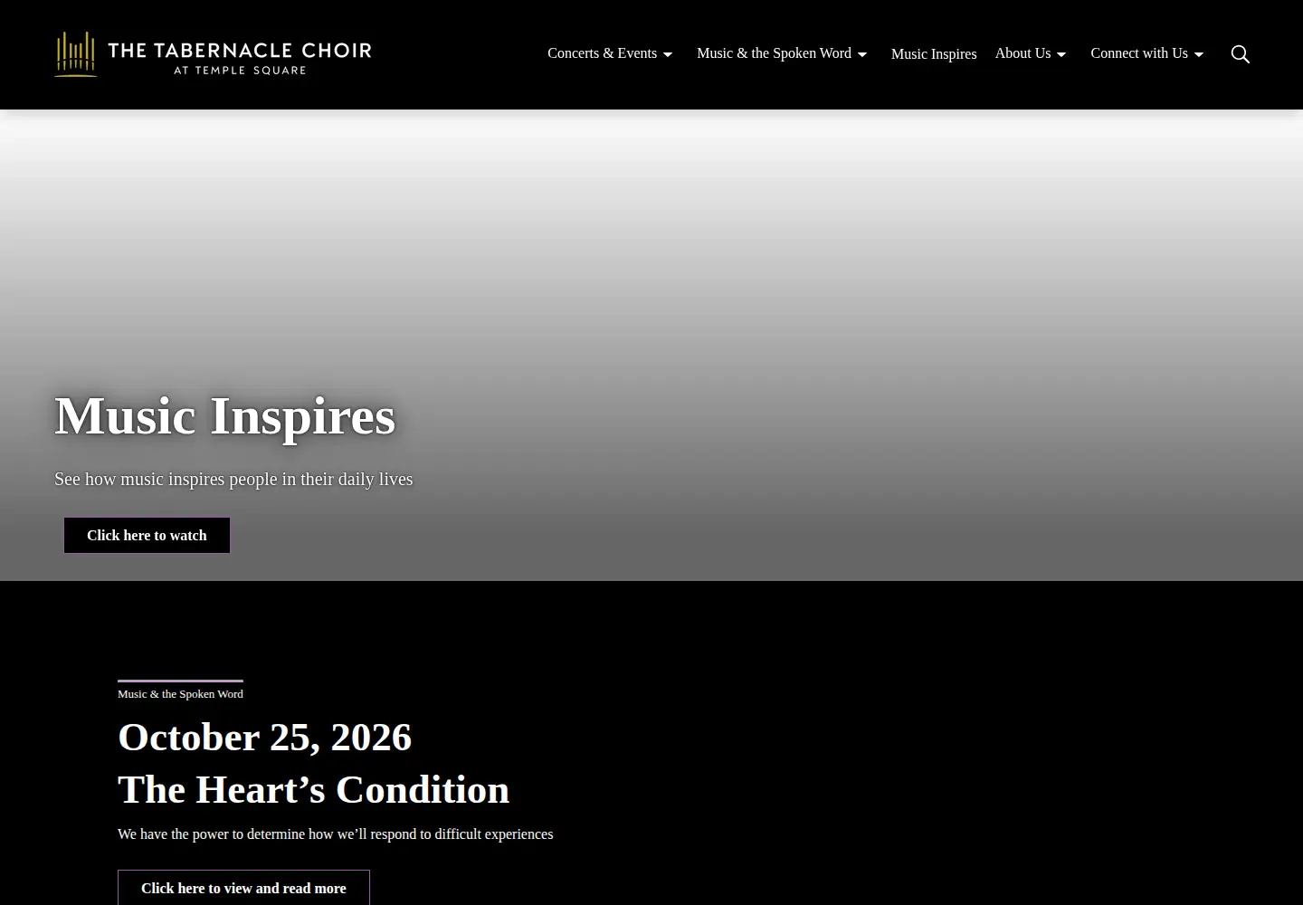 Screenshot of mormontabernaclechoir.org