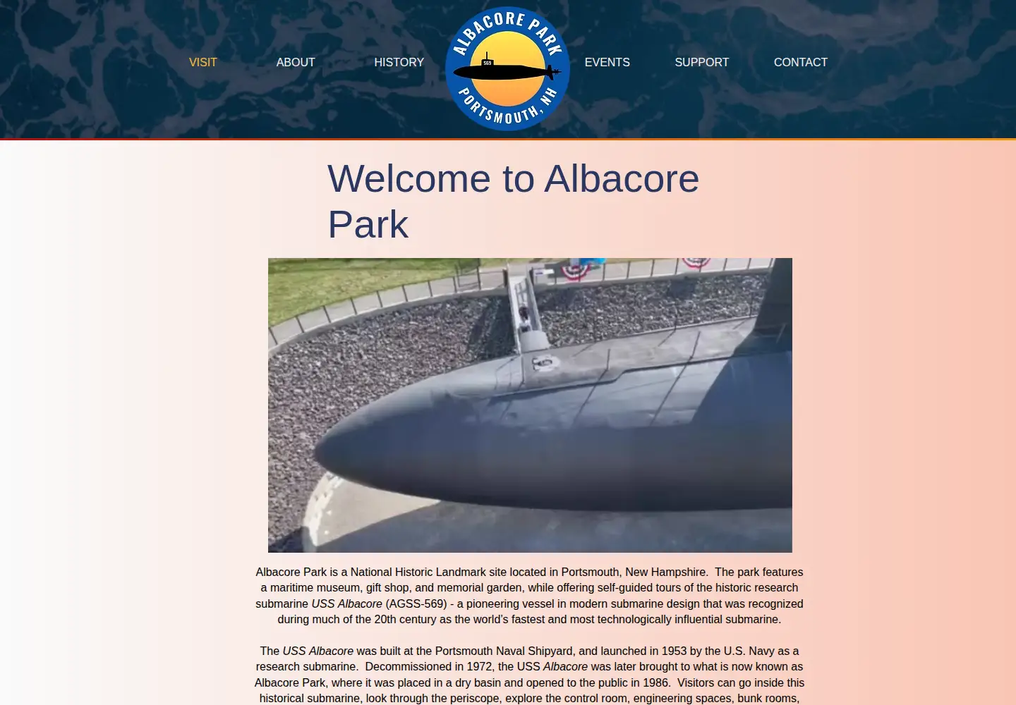 Captured homepage of ussalbacore.org in the current scan