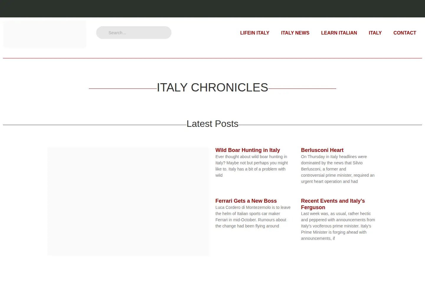 Captured homepage of italychronicles.com in the current scan