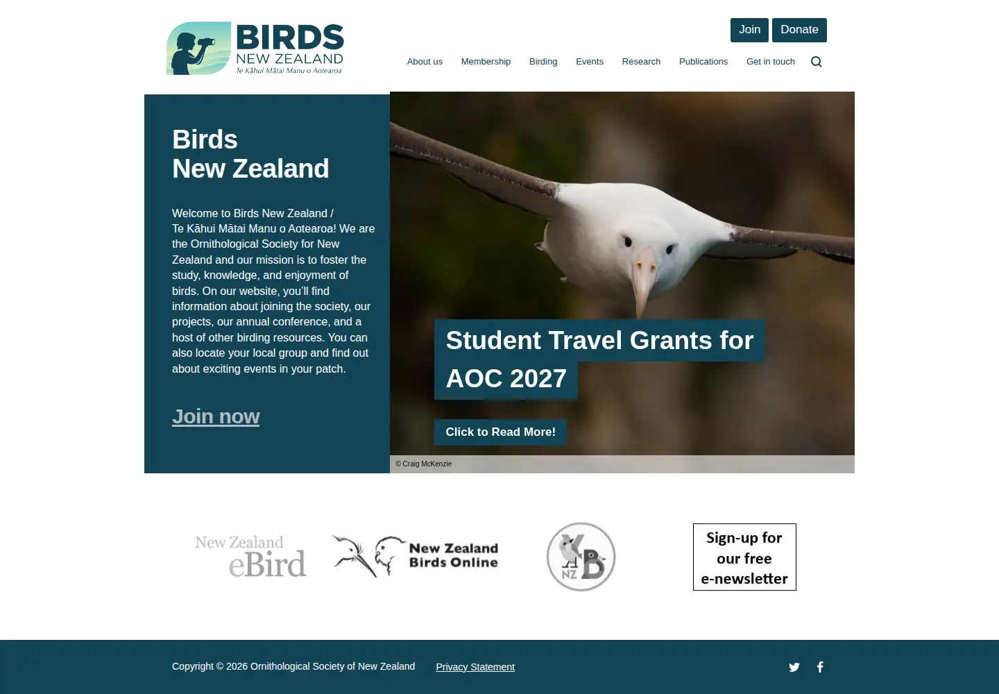 Captured homepage of birdsnz.org.nz in the current scan