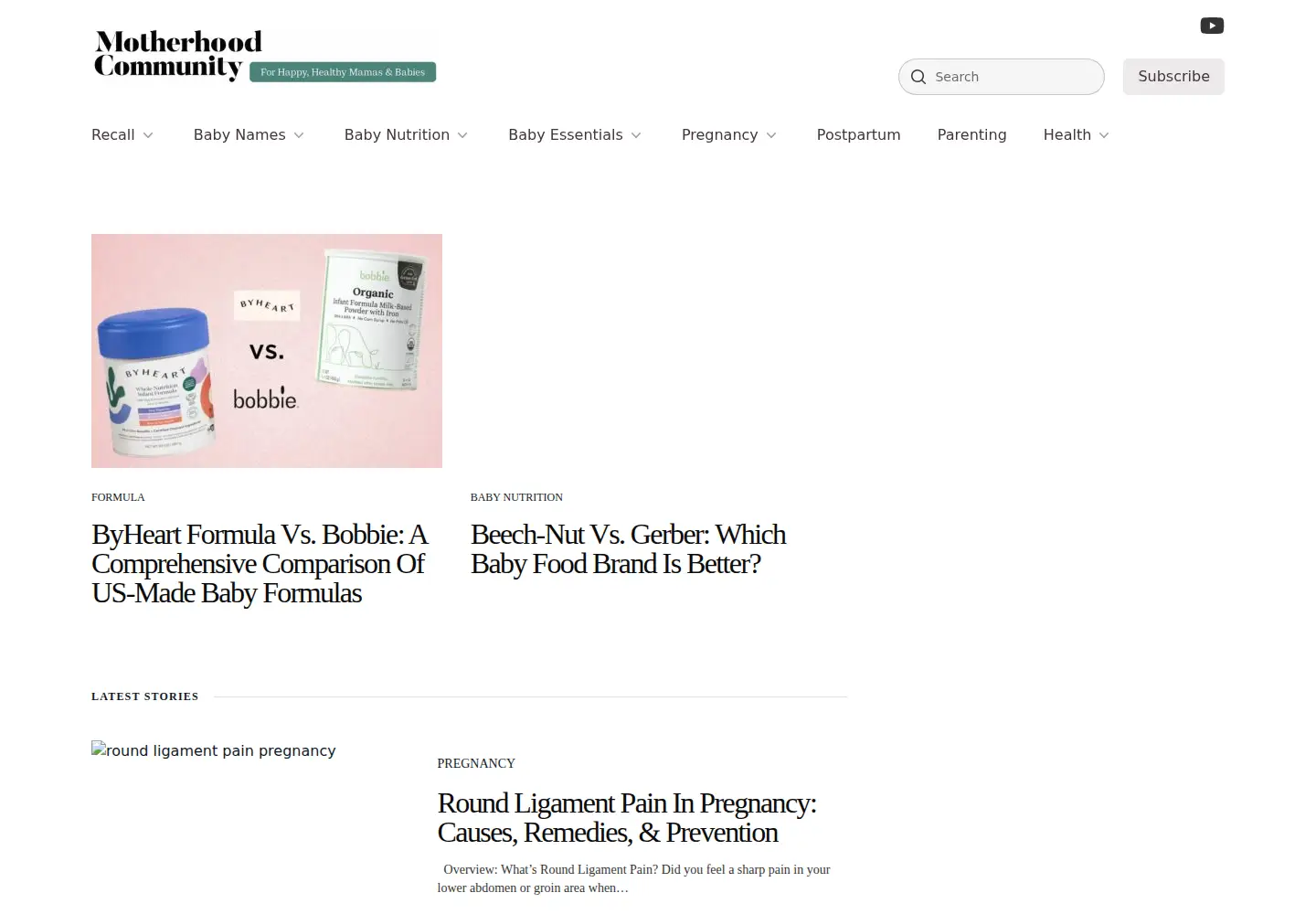 Screenshot of motherhoodcommunity.com