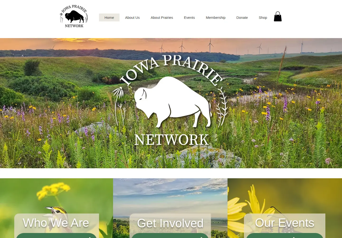 Captured homepage of iowaprairienetwork.org in the current scan