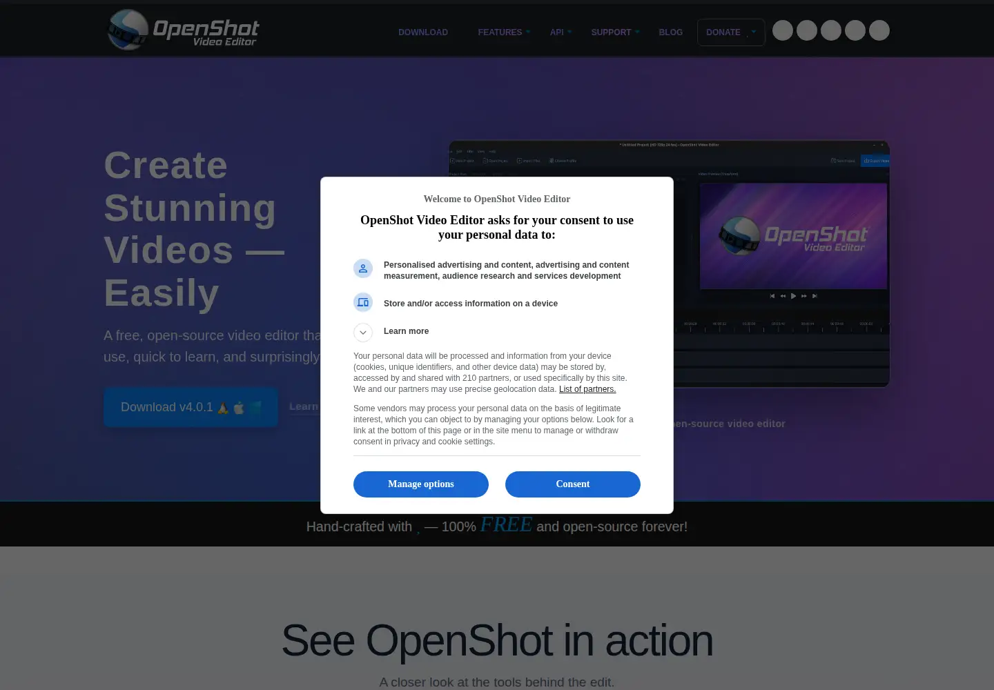 Screenshot of openshotvideo.com