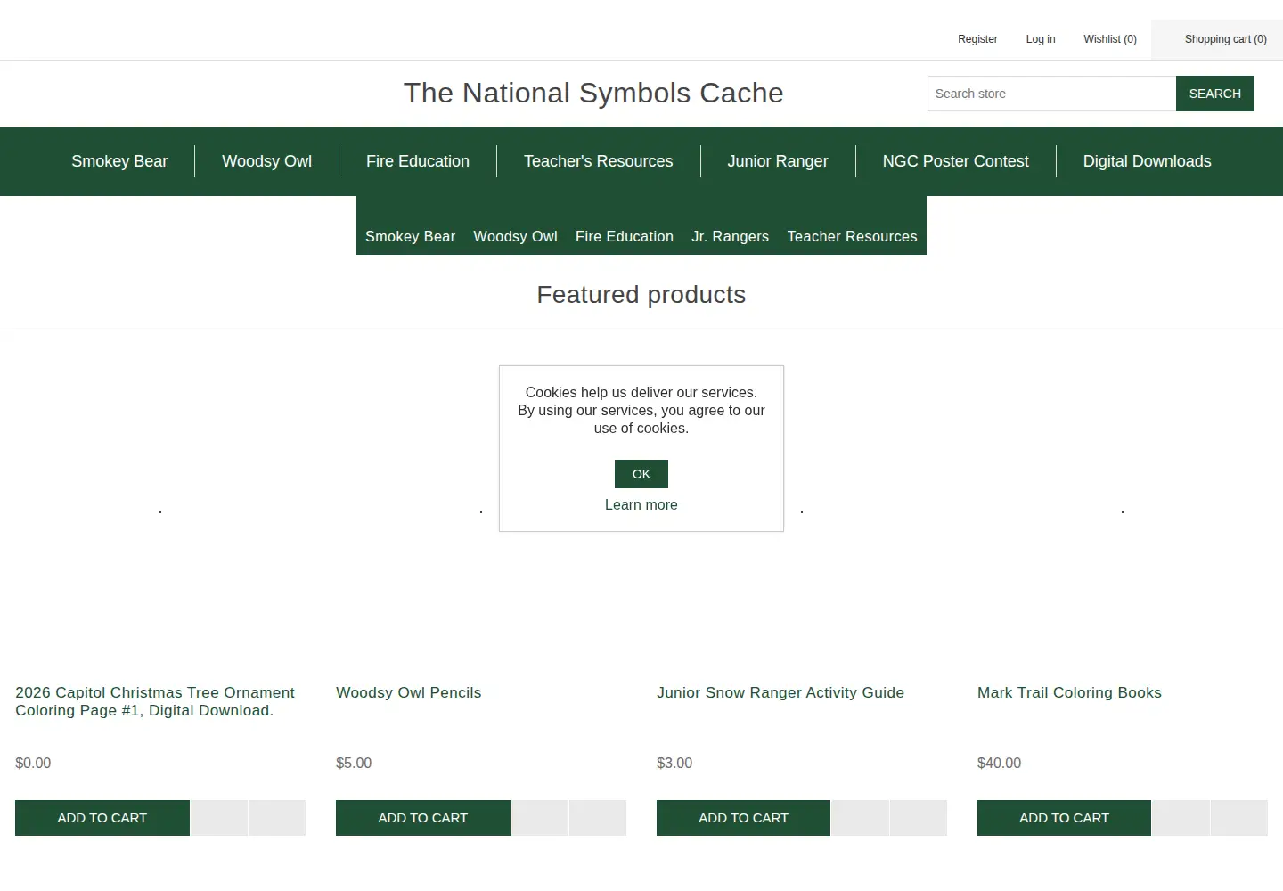 Captured homepage of symbols.gov in the current scan