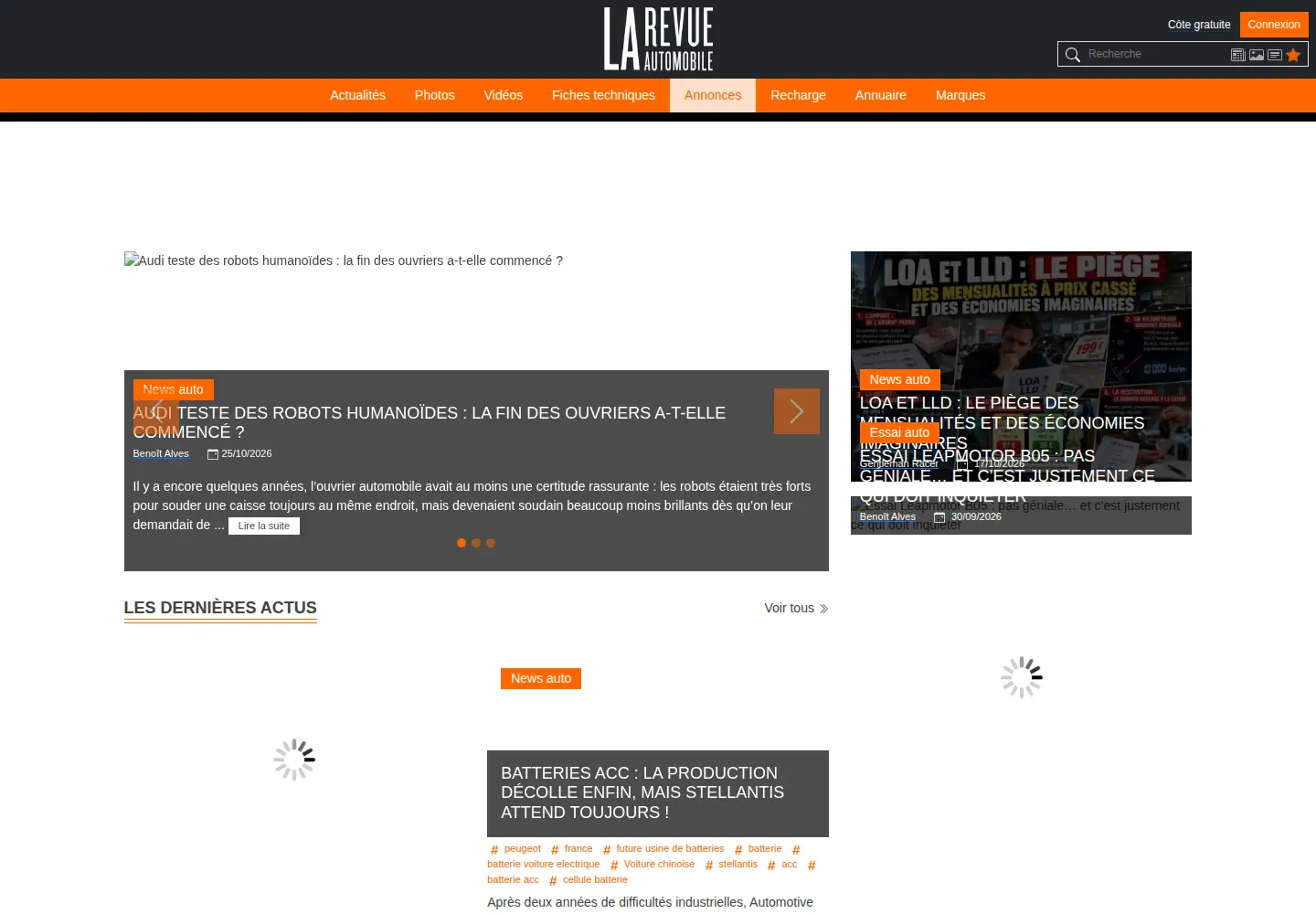 Captured homepage of larevueautomobile.com in the current scan