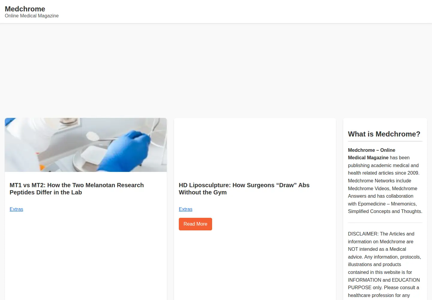Captured homepage of medchrome.com in the current scan