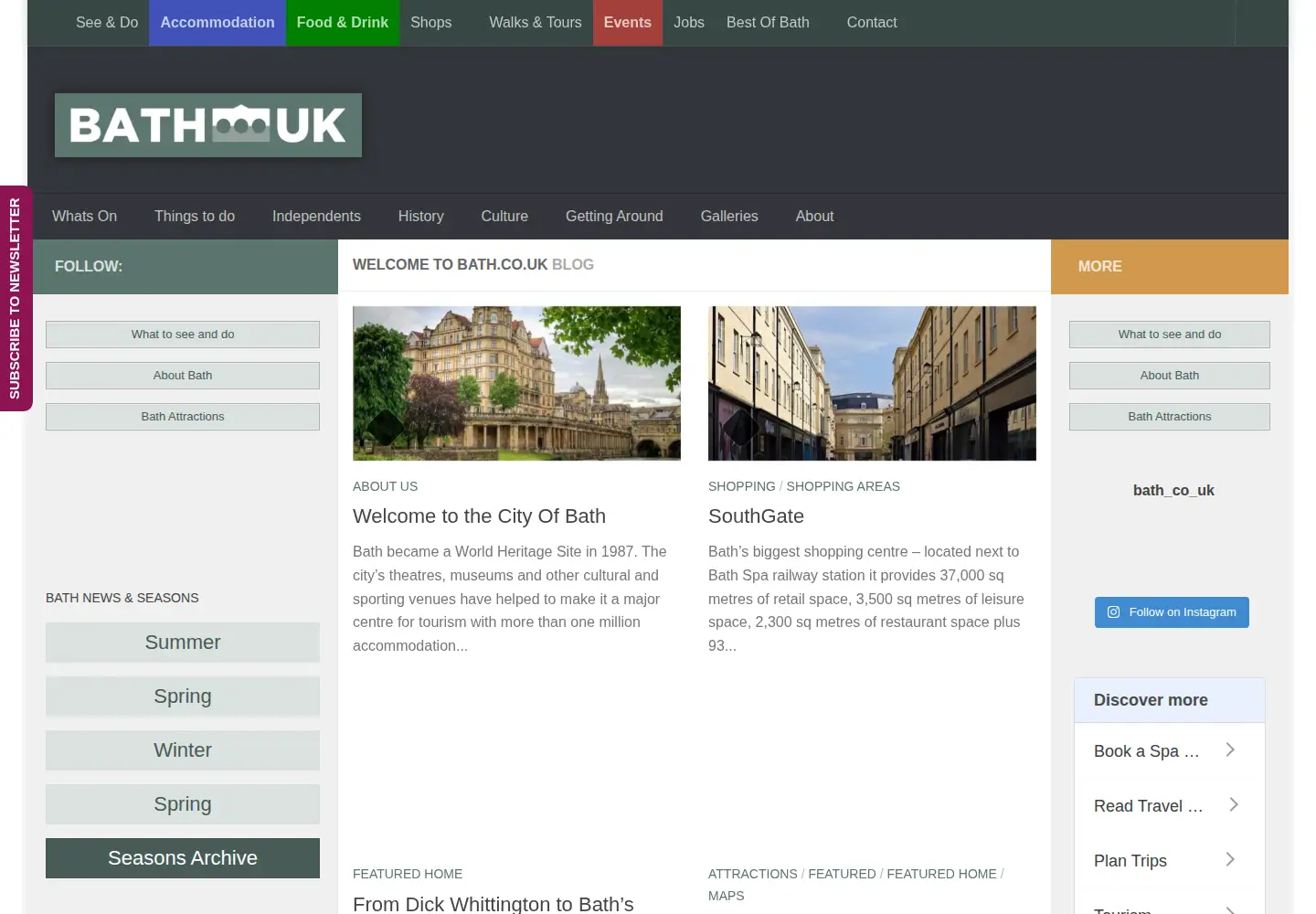 Captured homepage of bath.co.uk in the current scan
