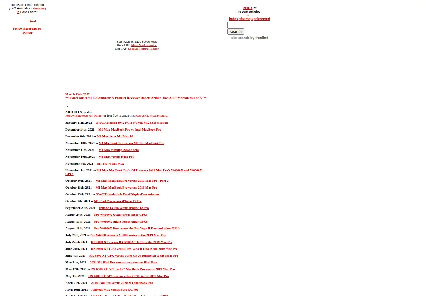Screenshot of barefeats.com
