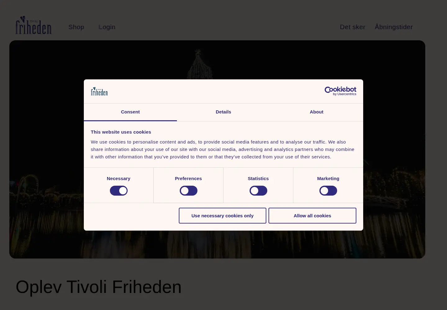 Screenshot of friheden.dk