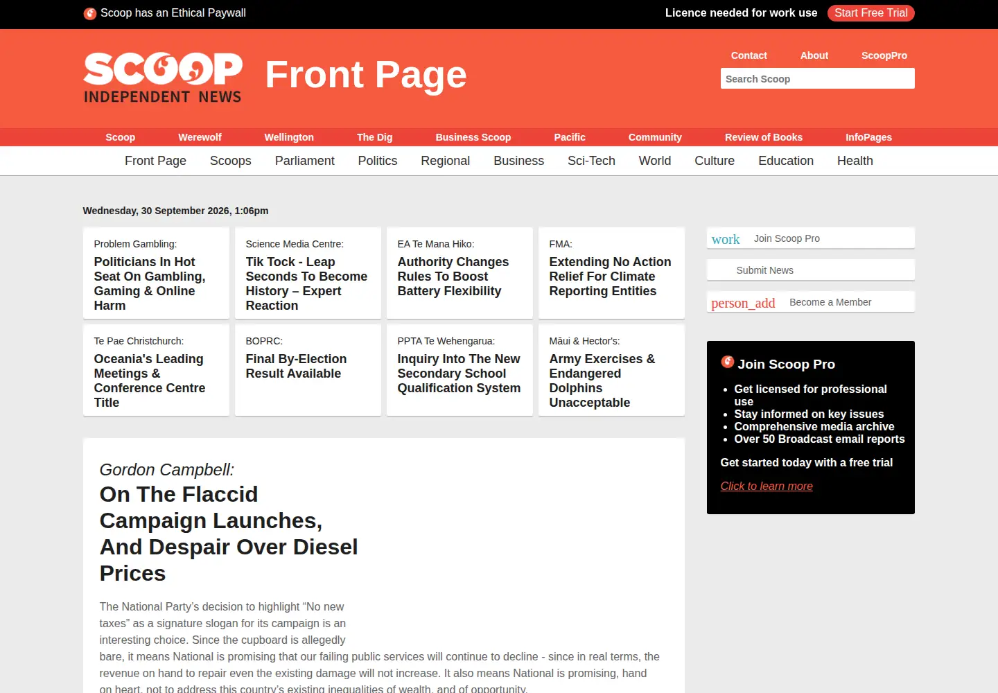 Screenshot of scoop.co.nz